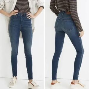 Madewell 10” Roadtripper High Rise Skinny Jeans Sz 26 Dark Wash “Worn In” Denim